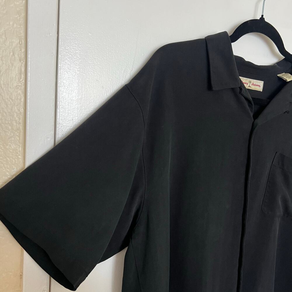 Tommy Bahama Silk Paradise Plunder Black Camp Shirt Pirate Embroidered Coastal - Picture 6 of 13